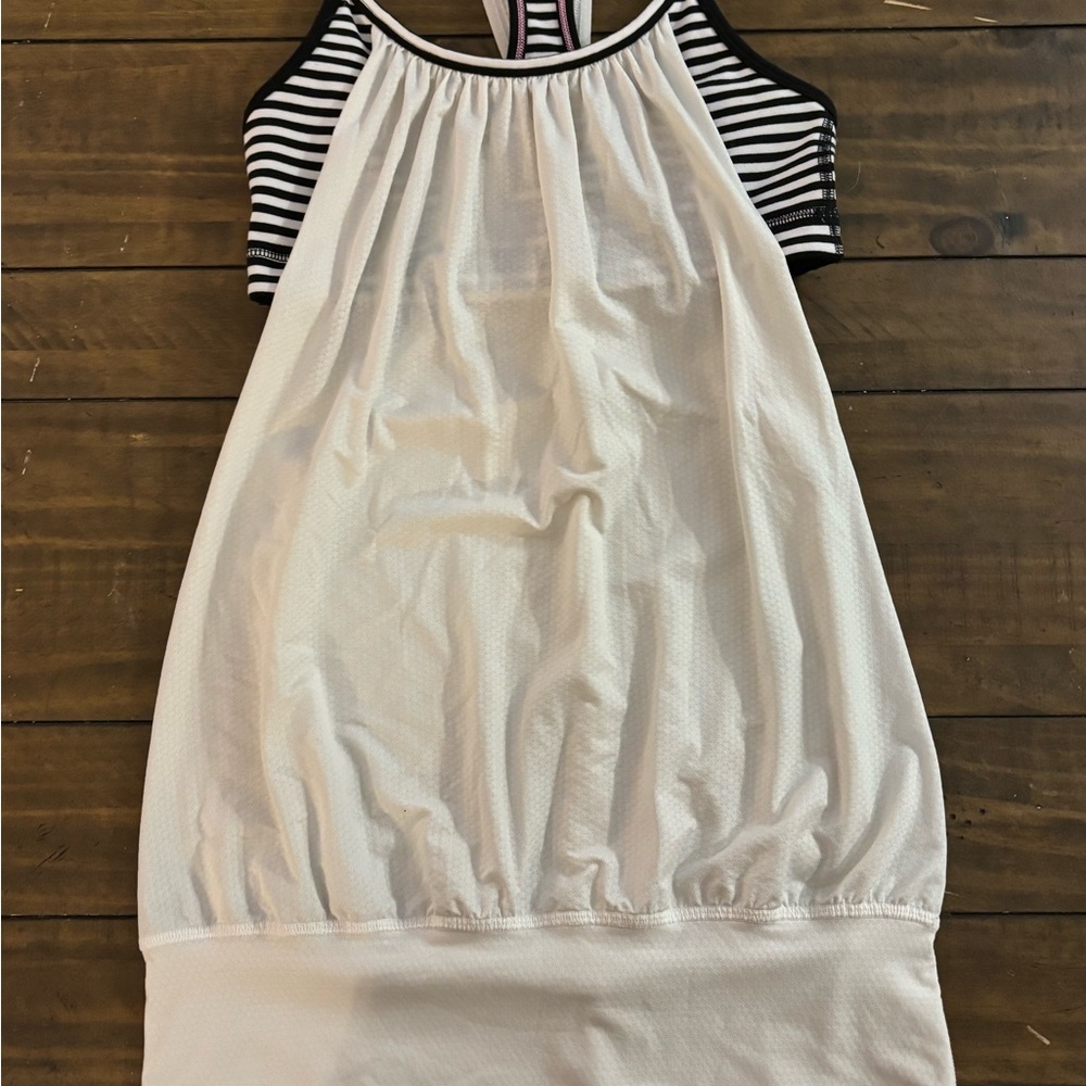 Stylish White and Black Striped Women’s Lululemon Brink Top